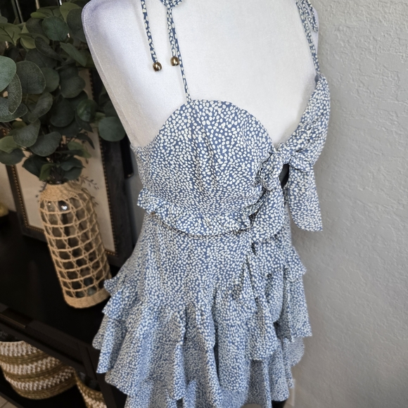 Mable Spaghetti Strap Polka Dot Mini Dress Open Front Size S - Picture 5 of 11